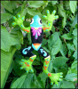 Painted Metal Frog Plant Stick - Outdoor Garden Decor - Tropical Decor - 14" x 9"